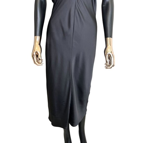 ✨ Express Black Sateen Halter Midi Cocktail Dress – NWT – Size Small - Picture 6 of 11